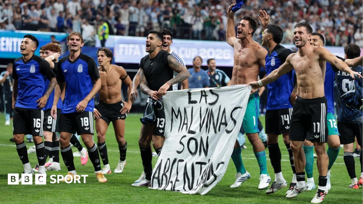 Argentina may face a fine from FIFA for a banner supporting the Falkland Islands
